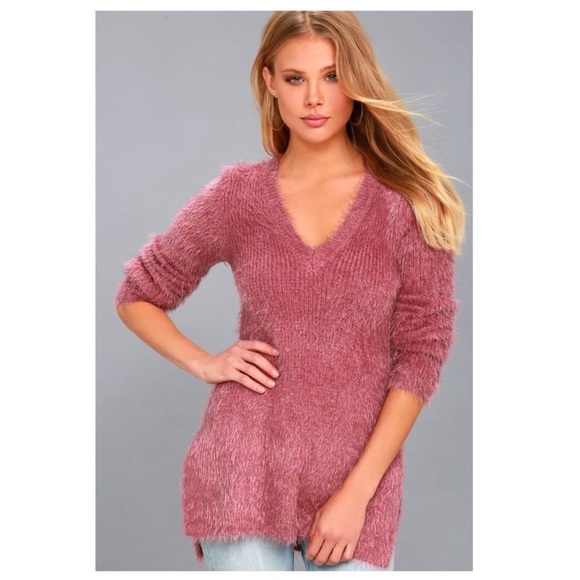 NWOT Jack by BB Dakota/Revolve Pam Eyelash Knit Sweater Deco Rose - Picture 5 of 6